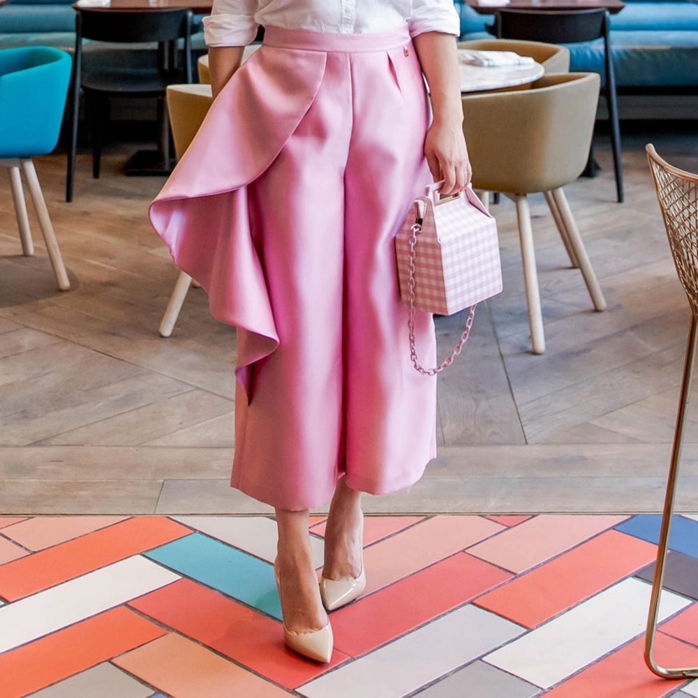 Pink Ted Baker Wide Leg Ruffle Pant - Size 2